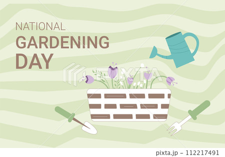 National gardening day background. Vector illustration 112217491