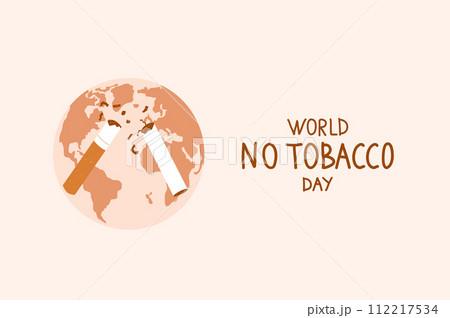 World no tobacco day card. Stop smoking banner. Cigarette and planet Earth sign awareness. 112217534
