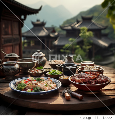 Variety authentic chinese traditional meal 112218282