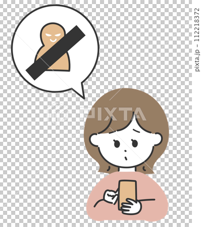 SNSで相手をブロックしている女性のイラスト 112218372
