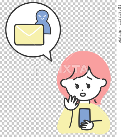 A woman is having trouble receiving solicitation emails on her smartphone A woman is having trouble receiving solicitation emails on her smartphone 112218381