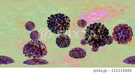 360 degree panorama view of Hepatitis B viruses 360 degree panorama view of Hepatitis B viruses 112218880