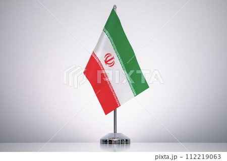Iran flag with a gray and clean background. 112219063