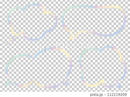 Speech bubble material: 4 hand-drawn types (pastel colors) 112219209