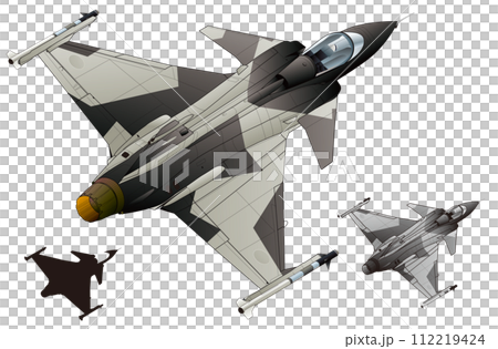 薩博鷹獅輕型賈特戰鬥機，帶有鴨翼和三角翼（現代迷彩漆，單色輪廓） 112219424