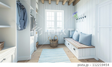 Hallway decor, boot room interior design and country house, entryway furniture and entrance hall home decor, English countryside style 112219454