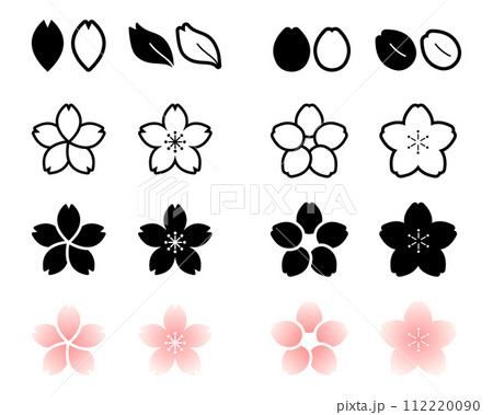 シンプルな桜のベクターアイコンセット 112220090