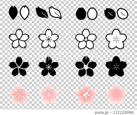 シンプルな桜のベクターアイコンセット 112220090