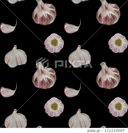 Garlic clove violet grey black watercolor pattern 112220097
