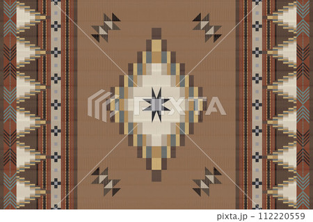 Navajo tribal vector seamless pattern. Native American ornament. Ethnic South Western decor style. Boho geometric ornament. Vector seamless pattern. Mexican blanket, rug. Woven carpet illustration. Navajo tribal vector seamless pattern. Native American ornament. Ethnic South Western decor style. Boho geometric ornament. Vector seamless pattern. Mexican blanket, rug. Woven carpet illustration. 112220559