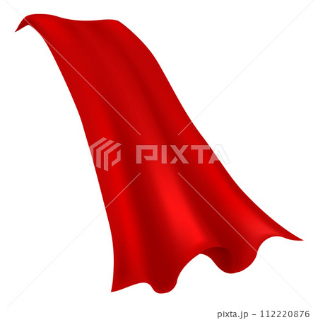 Red cape. Realistic draped scarlet cloak isolated on white background. Masquerade and carnival mantle costume. Drapery velvet luxury cloth. Royal wavy curtain, elegant satin vector element Red cape. Realistic draped scarlet cloak isolated on white background. Masquerade and carnival mantle costume. Drapery velvet luxury cloth. Royal wavy curtain, elegant satin vector element 112220876