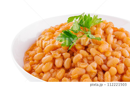 Boiled beans with tomato and spices in a bowl Boiled beans with tomato and spices in a bowl 112221503