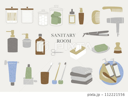 色々な雑貨のアイコンセット（洗面所） 112221556