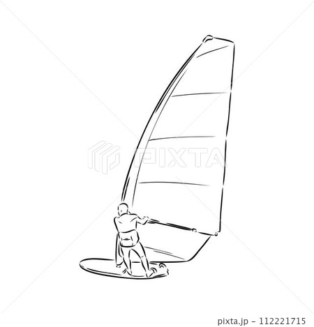Windsurfing sketch. Vector illustration. windsurfing vector 112221715