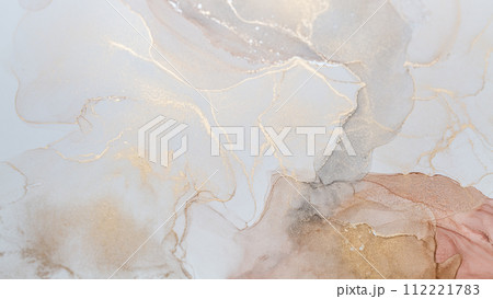 Luxurious alcohol ink painting. Liquid marble texture design. Modern abstract marble background. 112221783