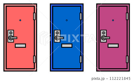 アパートやマンションの玄関ドアで使われる建築材料のイラスト 112221845