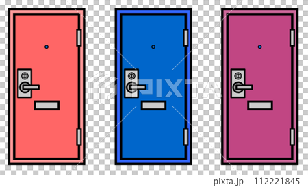 アパートやマンションの玄関ドアで使われる建築材料のイラスト 112221845