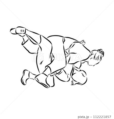 Martial arts coach, sambo, judo and wrestling. belt wrestling vector sketch Martial arts coach, sambo, judo and wrestling. belt wrestling vector sketch 112221857