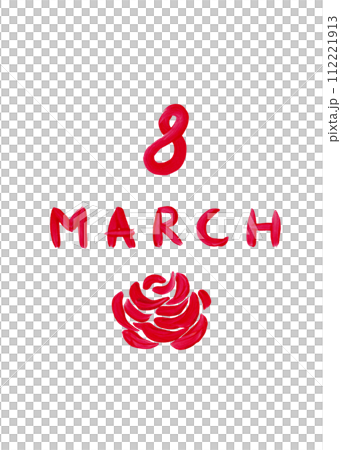 Poster for March 8th with floral decor. Greeting card. Abstract acrylic illustration 112221913