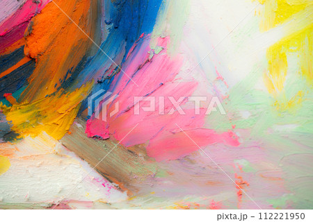 Conceptual abstract picture of a beautiful girl. Conceptual abstract closeup of an oil pastels. 112221950