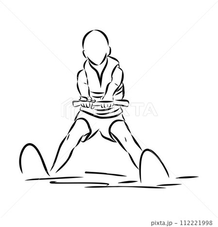 water ski girl, vector sketch illustration 112221998