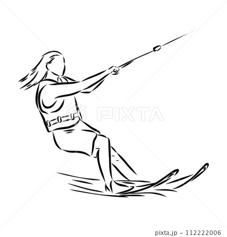 water ski girl, vector sketch illustration 112222006