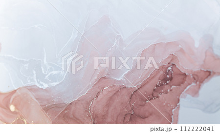 Luxurious alcohol ink painting. Liquid marble texture design. Modern abstract marble background. 112222041