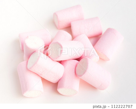 Pink white marshmallows on white Pink white marshmallows on white 112222707