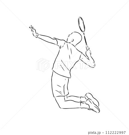 illustration of Badminton. Hand drawn. 112222997