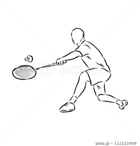 illustration of Badminton. Hand drawn. 112222999