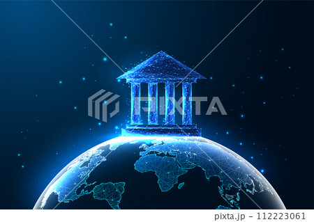 Global banking, international governance, world finance management futuristic concept 112223061
