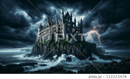 青い海の中に佇むセントマイケルズマウント 112223476