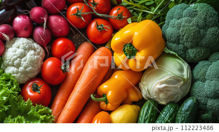 food background variety of fresh vegetables 112223486