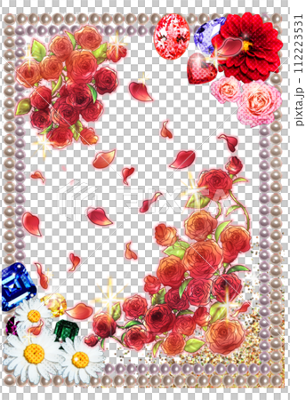 Cute flower and lace illustration and ribbon decoration 112223531