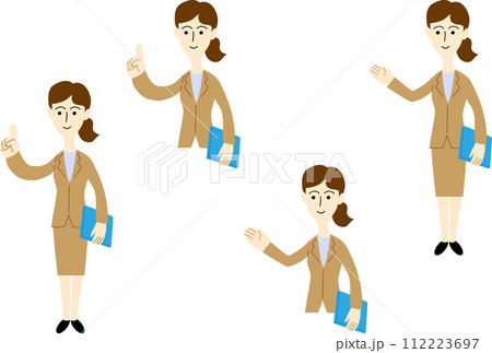 お客様を案内する女性会社員のイラスト お客様を案内する女性会社員のイラスト 112223697