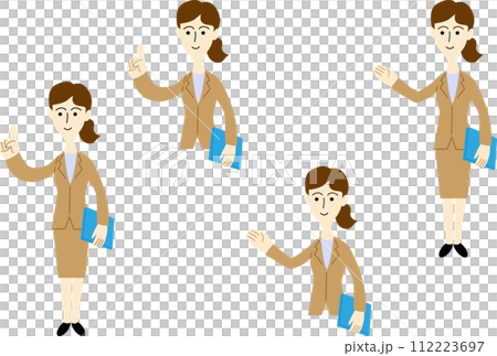 お客様を案内する女性会社員のイラスト お客様を案内する女性会社員のイラスト 112223697