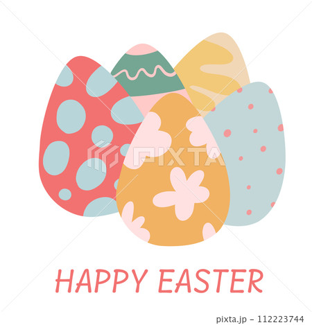 Easter banner with flat design coloured eggs Easter banner with flat design coloured eggs 112223744