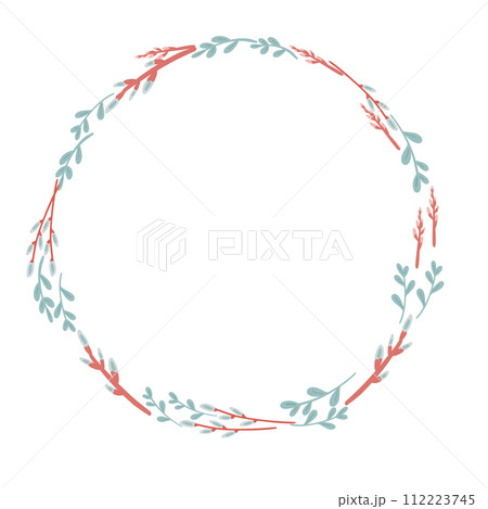 Willow branches flat design frame Easter time 112223745