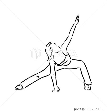 Hand drawn sketch of an exercising woman. Vector illustration. 112224166