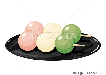 お盆にのせた三色団子 2つ 112224528