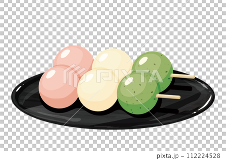 お盆にのせた三色団子 2つ 112224528