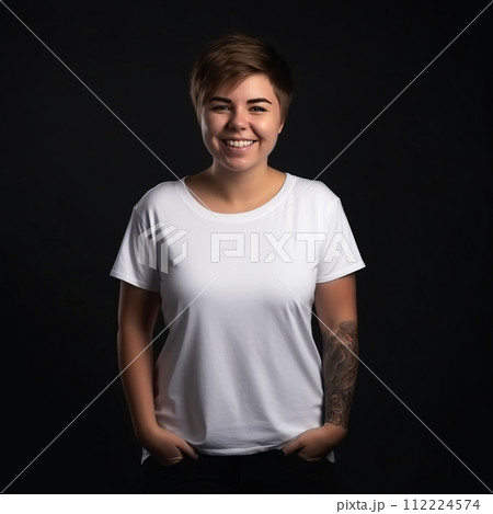 Plus Sizer model t-shirt mock up 112224574