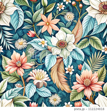 vintage stylized flowers on a blue background vintage stylized flowers on a blue background 112224818