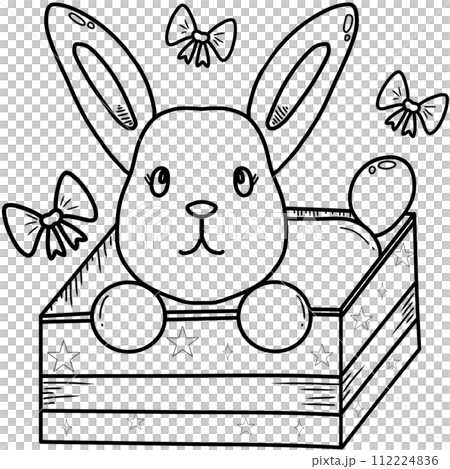coloring book art supply of rabbit is in the gift box 112224836