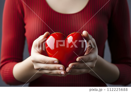 Healing Hearts A Close-up Symbol of Health, Charity, and Cardiology in the Context of Love and Medical Care. created with Generative AI 112225688
