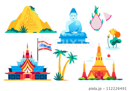 National Treasure of Thailand - flat design style objects set 112226491