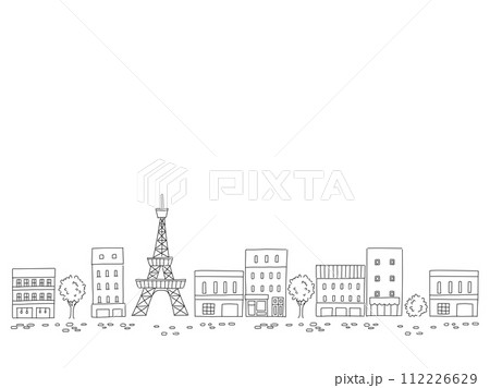 パリをイメージしたシンプルな線画 112226629