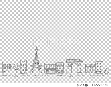 パリをイメージしたシンプルな線画 パリをイメージしたシンプルな線画 112226630