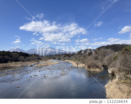 鬼怒川から見渡す残雪の日光連山_3月 112226634
