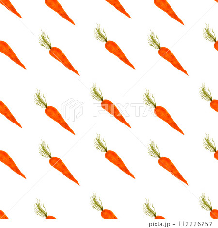 Watercolor pattern with carrots. Watercolor vegetable illustration, menu template, delicious vegetables 112226757